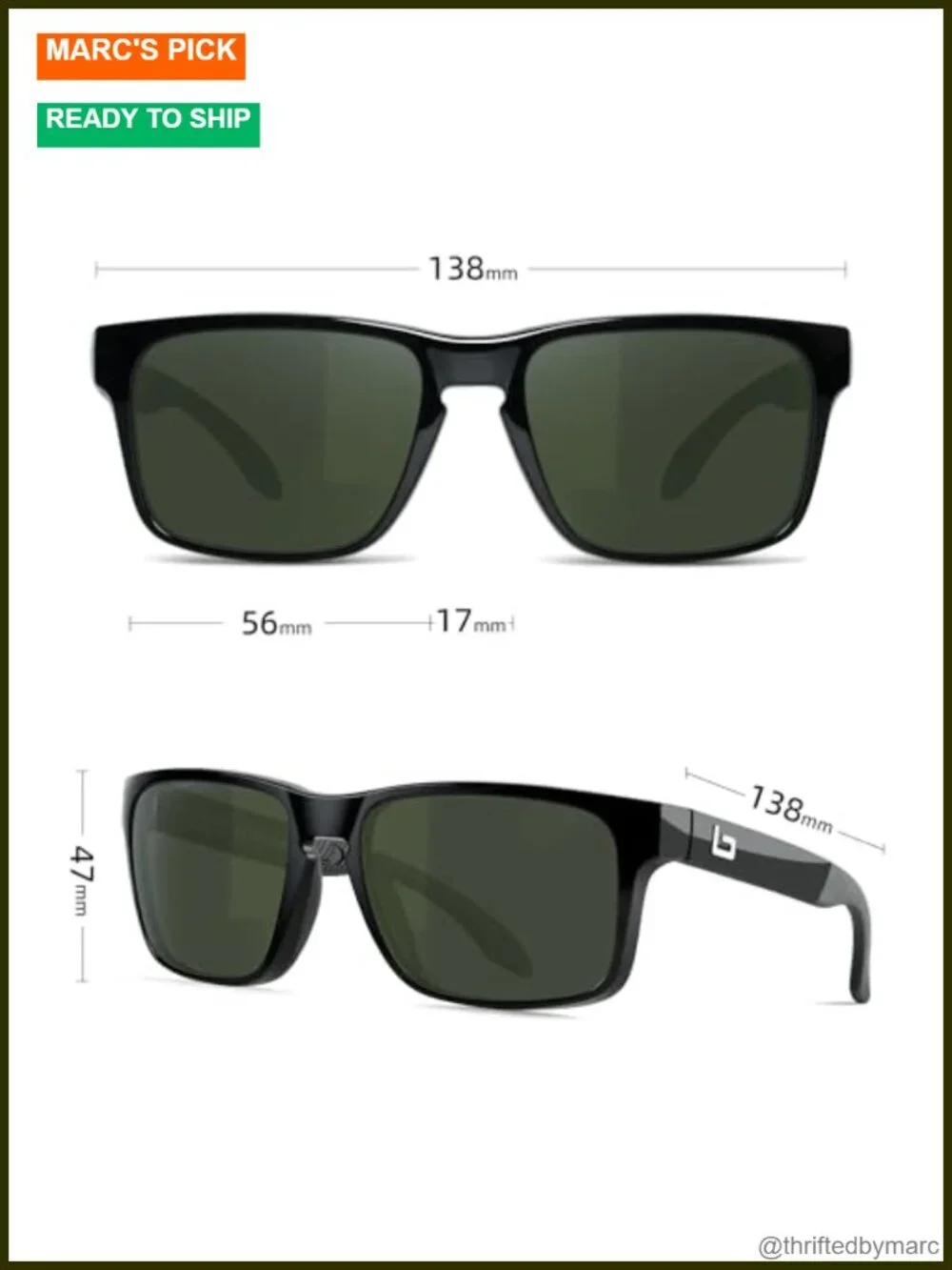 Unisex Polarized Corning Glass Lens Sunglasses with Nylon Frame Spring Hinges